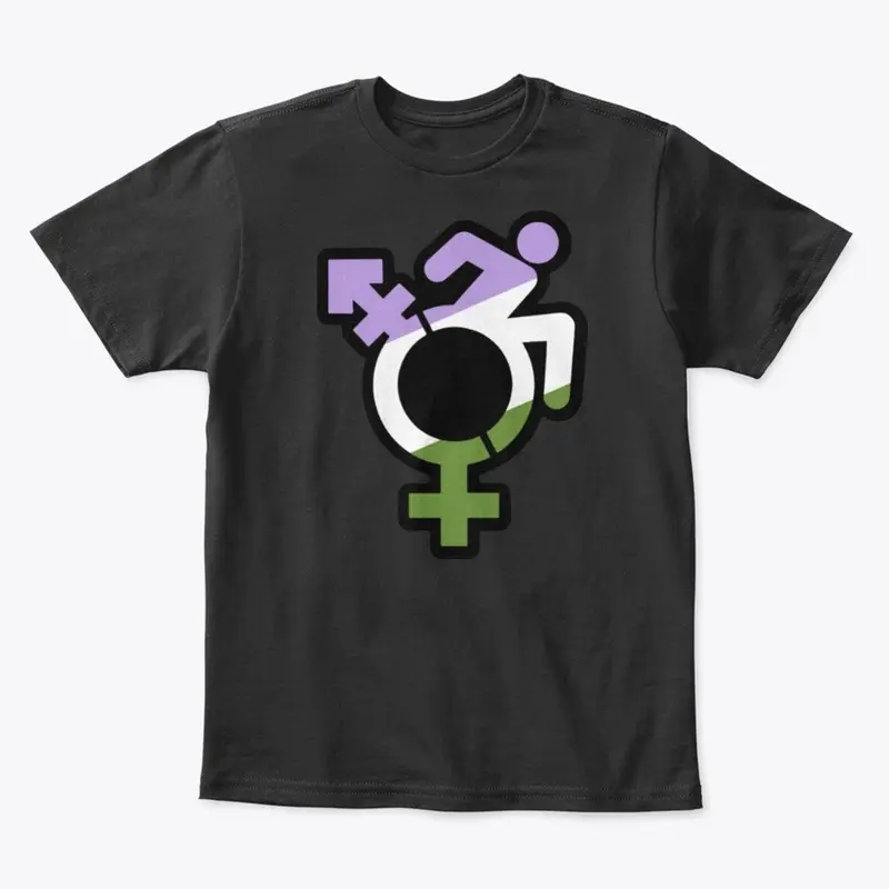 Queercrip Symbol w/ Genderqueer Flag